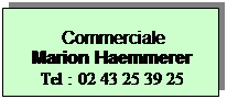 Zone de Texte:        Commerciale
 Marion Haemmere 
      Tel : 02 43 25 39 25

